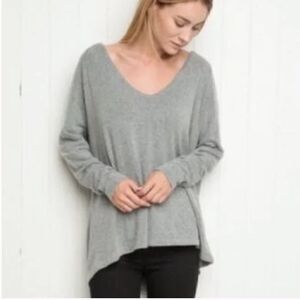 Brandy Melville Light Grey Gray V Neck Sweater Long Sleeve